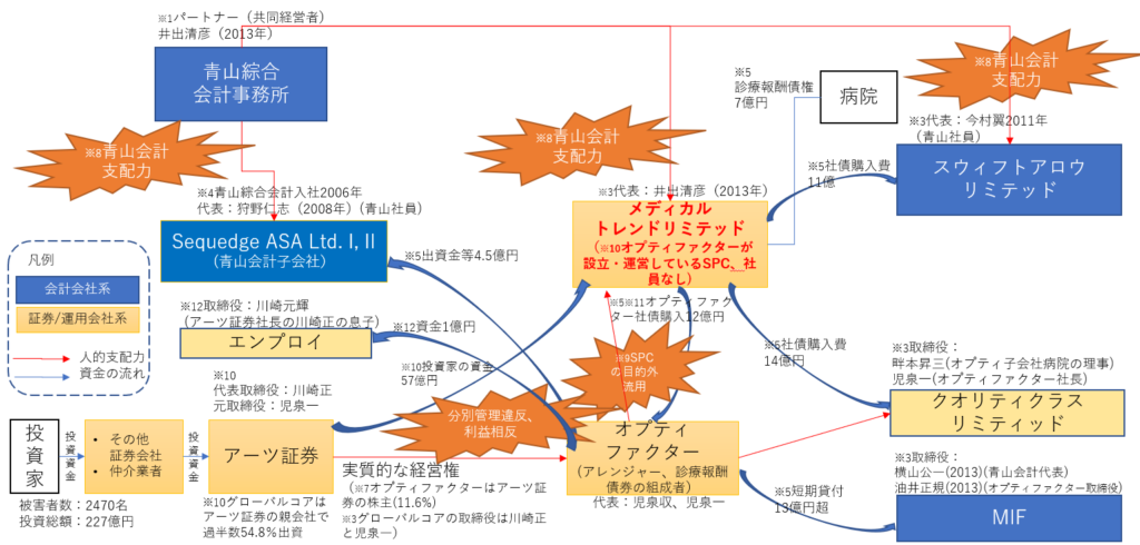 詐欺スキームまとめ図（メディカルトレンドリミテッド）